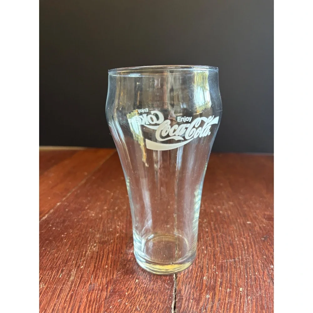 Vintage Coca-Cola Glass White Logo Flared Tumbler Enjoy Coke 6 Inch